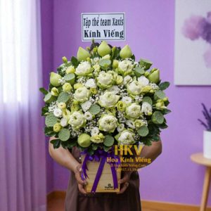 Giỏ Hoa Sen Trắng Viếng Tang Lễ KV289