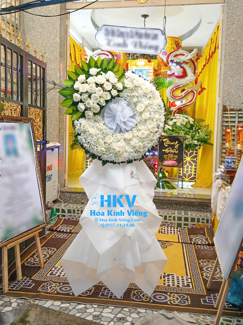 Kệ Hoa Cúc Trắng Viếng lễ Tang KV050