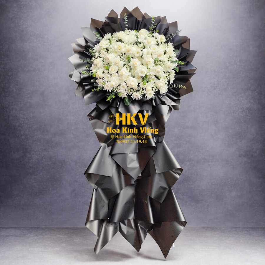 Kệ Hoa Hồng Trắng Viếng lễ Tang KV301