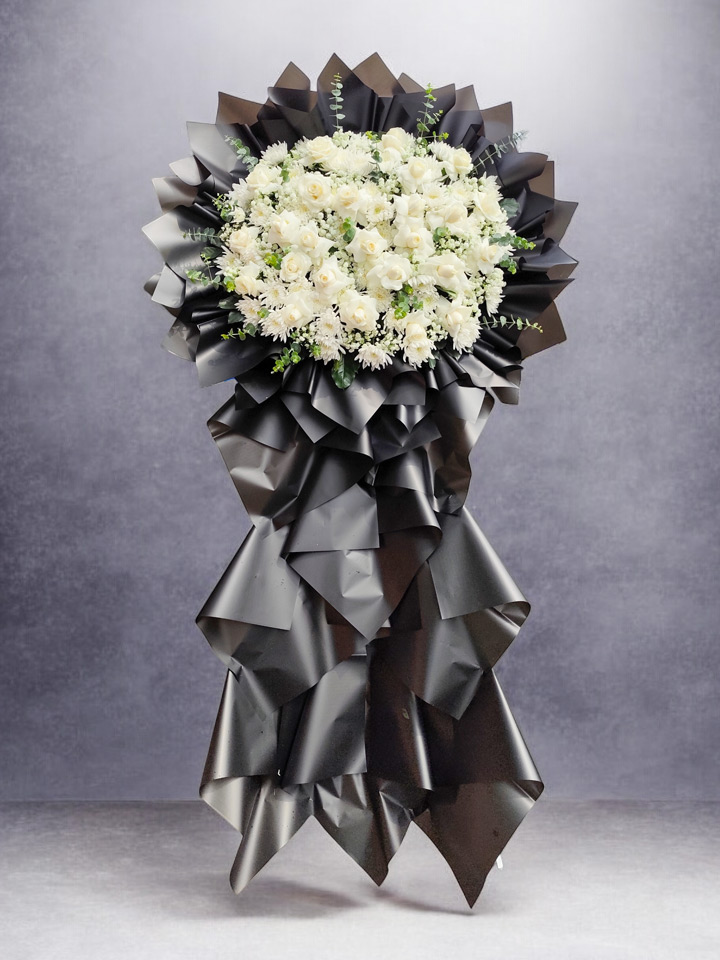 Kệ Hoa Hồng Trắng Viếng lễ Tang KV301