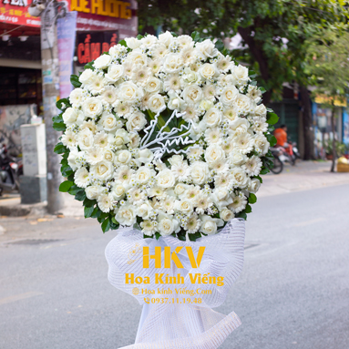 Vòng Hoa Hồng Trắng Kính Viếng KV997